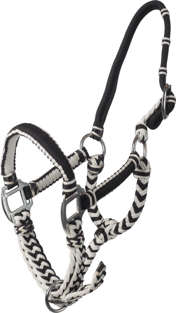 MHS Halster Braided Pony Zwart / Wit