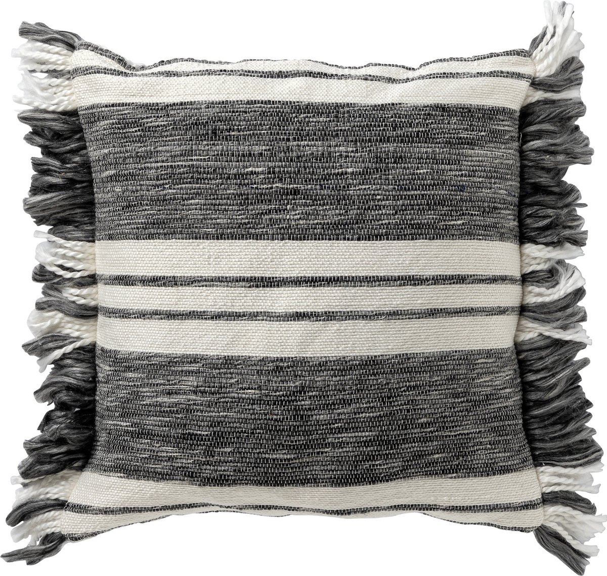 Dutch Decor EDGAR - sierkussen 45x45 cm - streepdessin - gerecycled - Charcoal Gray - antraciet, wit - Inclusief binnenkussen - Luxe kussens voor woonkamer & bank