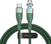 DrPhone ECHO2 - Câble tressé en nylon magnétique USB-C vers Micro USB - 18W 3A - Transfert de données 480 Mbps - 0,5 mètre - Vert