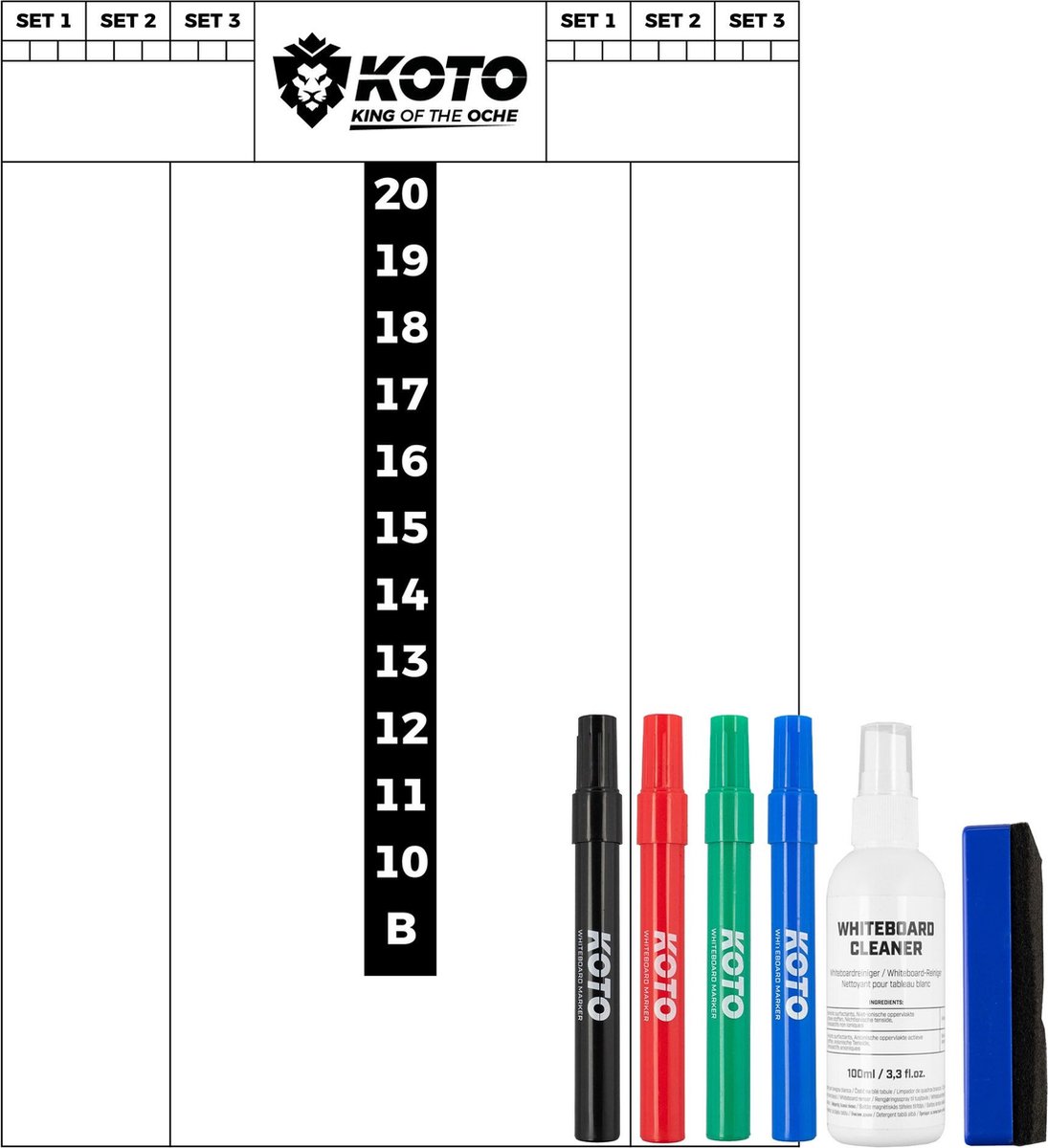 KOTO Flex Scorebord 40x30cm + Whiteboard Marker Set Colors