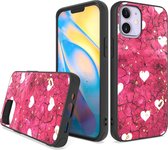ZT Silicone telefoonhoesje met print Geschikt voor: iPhone 12 Pro - Pink Hearts - ZT Accessoires