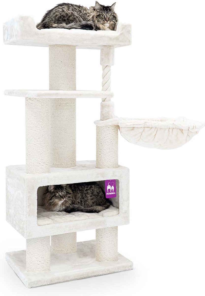 Petrebels Parklane 131 Krabpaal - Creme - Extra Dikke Stammen - 58 x 45 x 131 cm