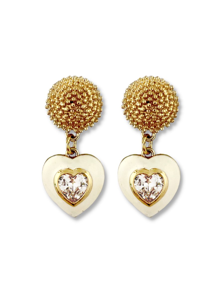 Zatthu Jewelry - N23SS572 - Kaat zirkonia hart oorbellen wit