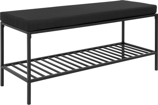Banc Vita - Noir avec coussin et tablette - House Nordic - Meubles d'assises - Noir - Métal - Meubles d'assises