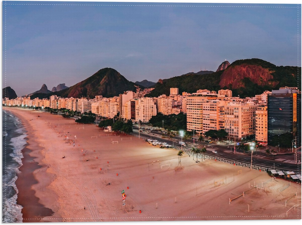 Vlag - Boulevard van Copacana Beach in Rio de Janeiro, Brazillië - 40x30 cm Foto op Polyester Vlag - Merkloos