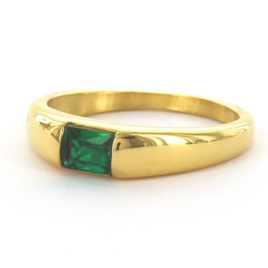 Kalli Ring (Sieraad) Gezette Steen Groen Maat 17 Goud