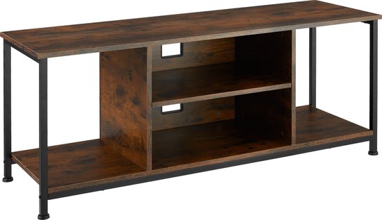 tectake - TV-meubel met 4 open vakken en verstelbare plank - industrieel donkerbruin - afm. 120 x 40 x 50,5 cm - 404644