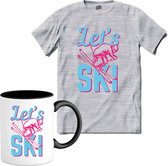 Let's Ski | Skiën - Bier - Winter sport - T-Shirt met mok - Unisex - Donker Grijs - Gemêleerd - Maat M