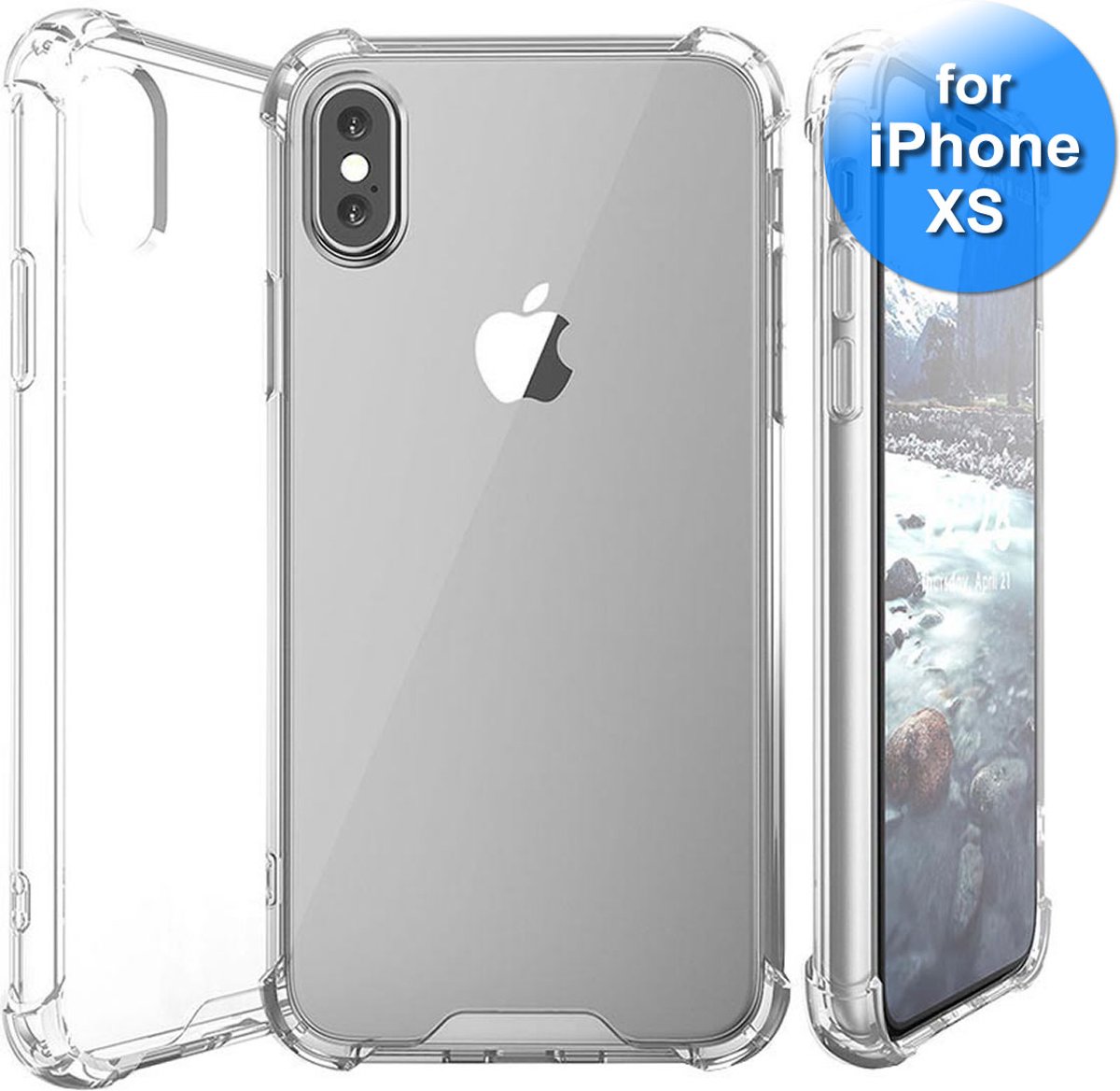 Hoesje geschikt voor iPhone Xs - Anti Shock Cover - Hard Back Cover - Transparant