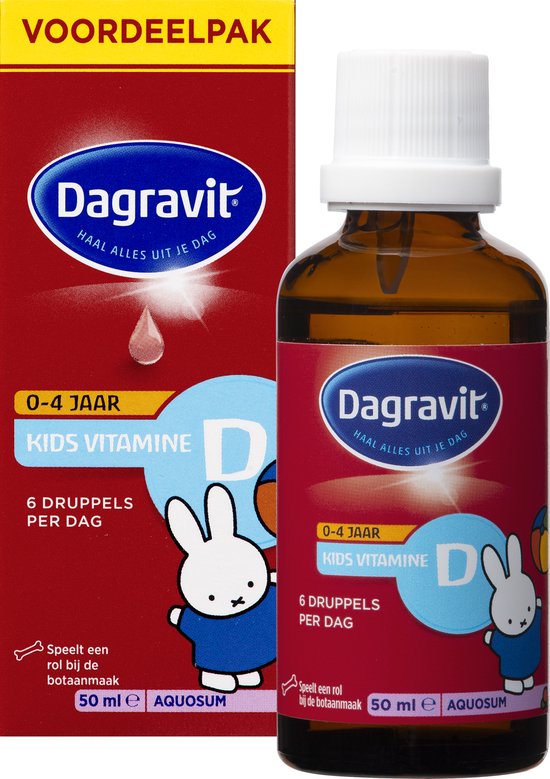 Dagravit Kids Vitamine D Aquosum Voordeelverpakking - Vitamine D speelt een rol bij de botaanmaak - Nijntje - 50 ml