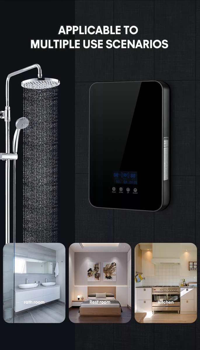 Moderne elektrische douche boiler verwarmd tot 60°C LCD digitaal