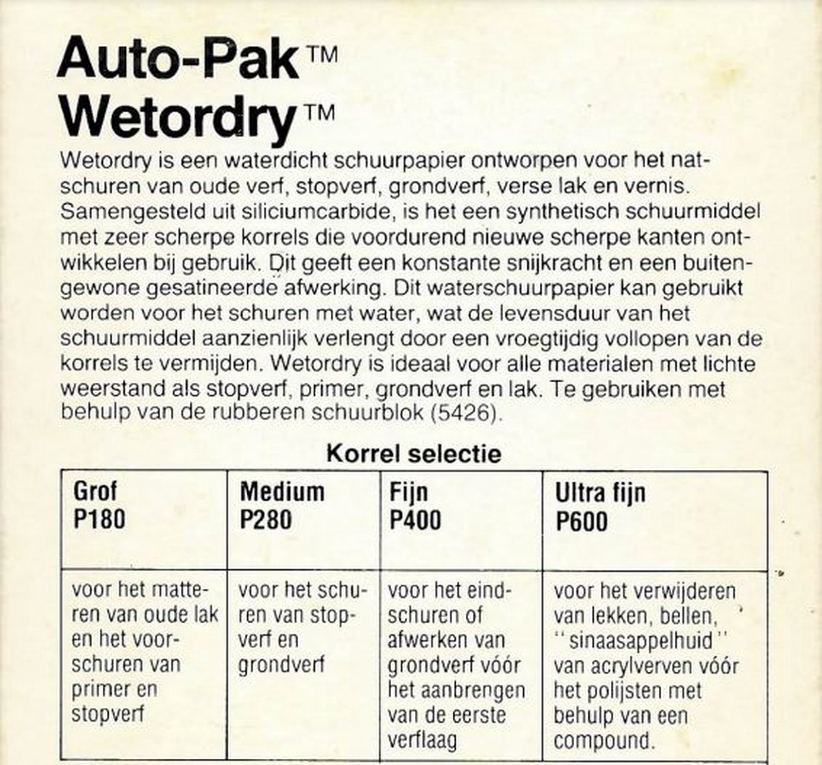 3M Autopak Wetordry Grof ( P180) schuurpapier - Nat schuren van oppervlakken - Prijs per verpakking (4 bladen 93 mm x 230 mm)