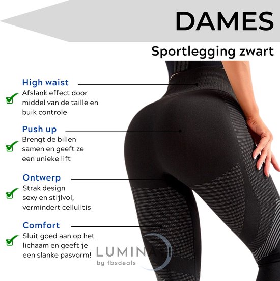 Sportlegging Dames - Fitness Legging - Yoga Legging - High Waist Sport Legging - Anti Cellulite - Shapewear Dames - Push Up - Butt Lifter - Sportkleding Dames - Booty | Luminatic® | Zwart | M