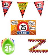 25 jaar versiering pakket - Versiering Verjaardag - Versiering 25 Jaar Verjaardag - Slingers - Gevelvlag- Ballonnen - Afzetlint