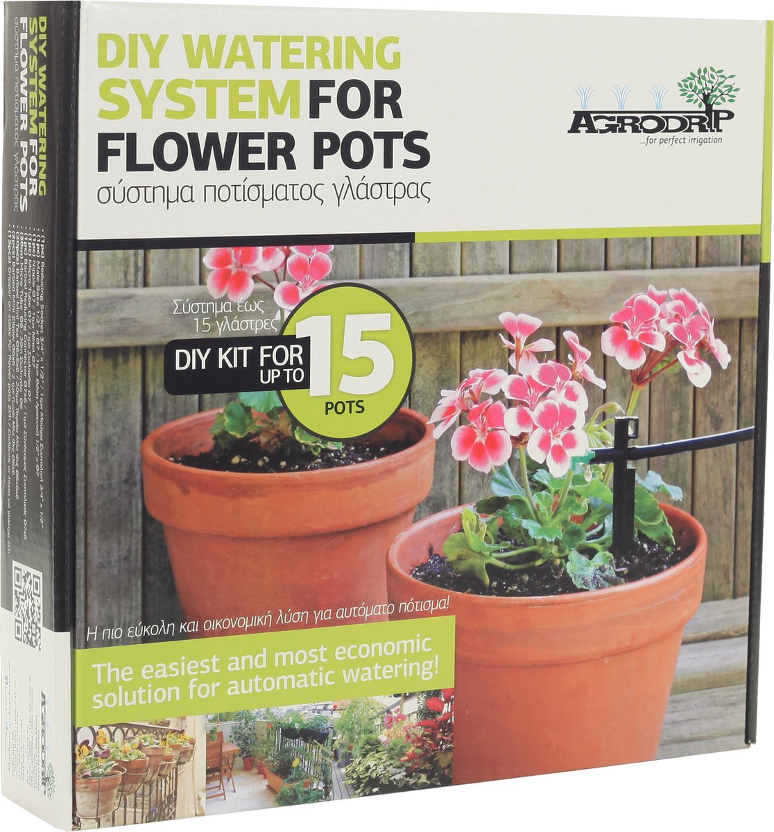 Agrodrip - Beregenings set voor tuin - druppelsysteem voor 15 bloempotten