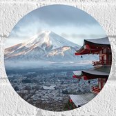 WallClassics - Muursticker Cirkel - Hoogste Berg van Japan - Fuji - 20x20 cm Foto op Muursticker