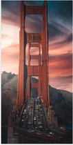WallClassics - Poster (Mat) - Brug over het Water - San Francisco - 50x100 cm Foto op Posterpapier met een Matte look