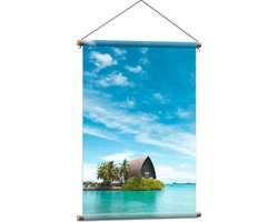 WallClassics - Textielposter - Hotel op het Water - Malediven - 60x90 cm Foto op Textiel
