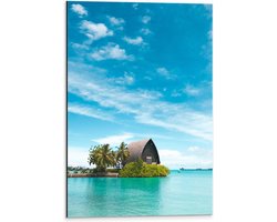 WallClassics - Dibond - Hotel op het Water - Malediven - 40x60 cm Foto op Aluminium (Met Ophangsysteem)