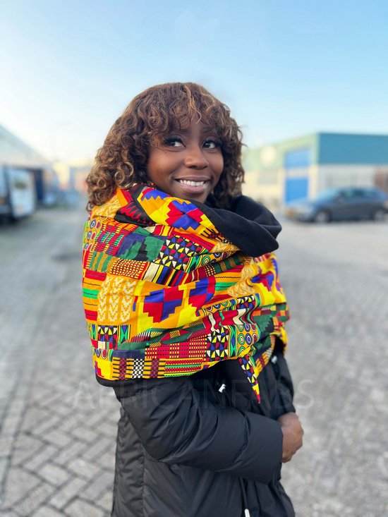 Warme Sjaal met Afrikaanse print Unisex - Geel / Multicolor kente - Winter sjaal / Fleece sjaal / Afrika print