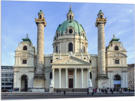 WallClassics - Vlag - Karlskirche Kerk in Oostenrijk - 100x75 cm Foto op Polyester Vlag