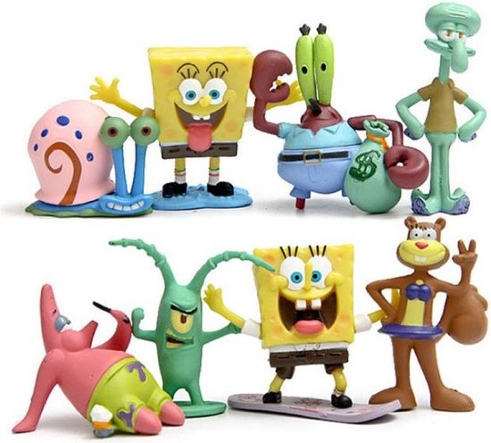 Aquarium Decoratie - Spongebob Figuren - 8 Stuks