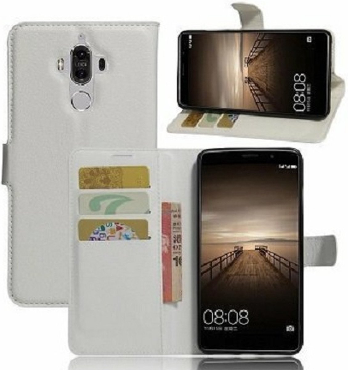 Huawei Mate 9 Hoesje Met Pasjeshouder Bookcase Wit