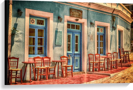 WallClassics - Toile - Café Grec - 90x60 cm Photo sur Toile Peinture (Décoration murale sur Toile)