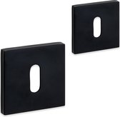 Slim Line baardsleutel rozet set - slechts 6mm dik - mat zwart - vierkant model - incl. bevestigingsmateriaal