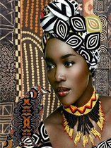 Denza - Diamond painting Afrikaanse vrouw 40 x 50 cm volledige bedrukking ronde steentjes direct leverbaar - women - africa - papagaai - vogel - bird - uniek