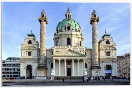 WallClassics - Plaque de Mousse PVC - Église de Karlskirche en Autriche - Photo 60x40 cm sur Plaque de Mousse PVC (Avec Système de Suspension)