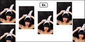 6x Diadeem konijnenoren roze/wit - hoofddeksel haarband carnaval grappig en fout festival optocht evenement verkleden hoofd konijn haas