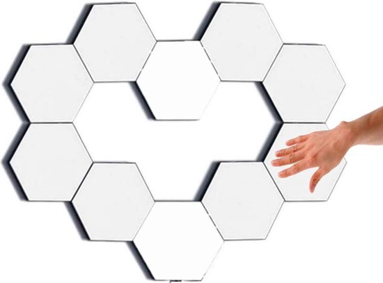 Led strip hexagon 10-delig – muur decoratie- muurdecoratie woonkamer- slaapkamer- bewegingssensor- touch lamp