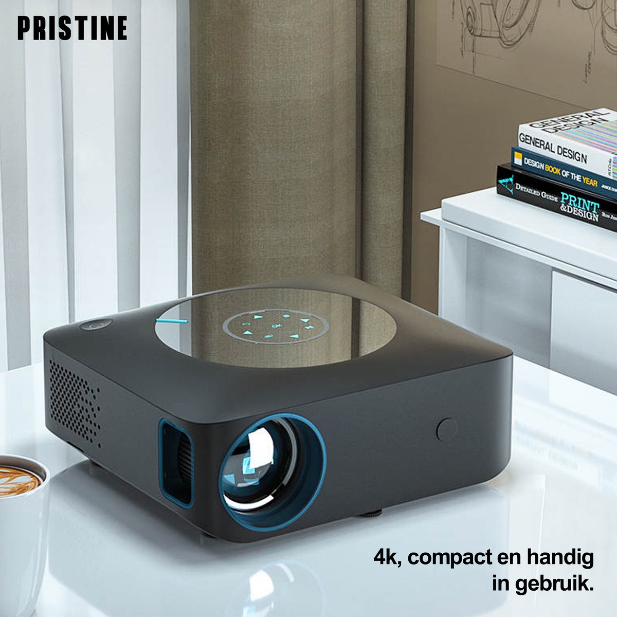 PRISTINE - Beamer - 10000 Lumen - Mini beamer - 4k - Mini projector - Wifi - Mini beamer smartphone - Mini beamer projector - Chromecast