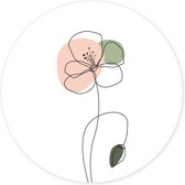 Muurcirkel - wandcirkel – tuin - dibond - bloemen - lineart - tuincirkel - ⌀ 25 cm - wanddecoratie - ronde schilderijen - buiten - wallcircle - Coszy