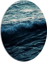 PVC Schuimplaat Ovaal - Golvende Blauwe Zee - 51x68 cm Foto op Ovaal (Met Ophangsysteem)