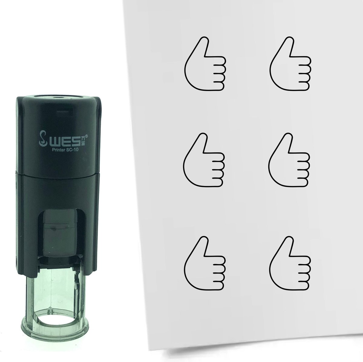 CombiCraft Stempel Duim omhoog 10mm rond - zwarte inkt
