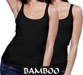 Bamboe dames top (tank top model) – 2 paar - dames – 95% bamboe – superzacht – zwart – maat S