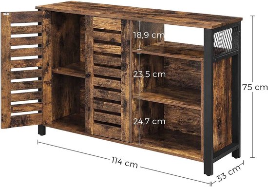 MIRA Home - Dressoir - Kast - Vintage - Hout - ‎114x33x75.1cm