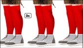 3x Paar Luxe Tiroler sokken lang rood mt.39-42 - tirol oktoberfest apres ski winter feest thema party lederhose kousen festival
