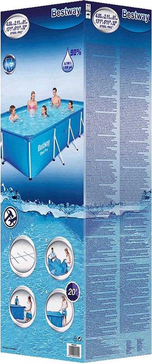 Bestway Steel Pro Zwembad - 400 x 211 x 81 cm - Rechthoekig Opzetzwembad met Stalen Frame - Familiezwembad — afbeelding 17