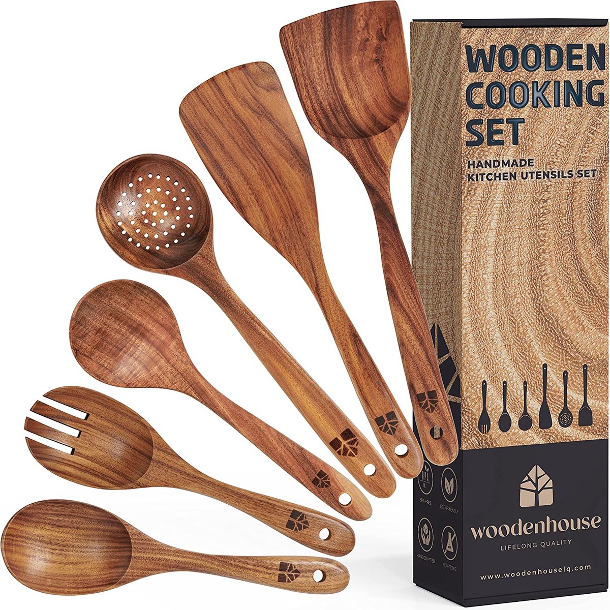 Acacia Wood Küchen utensilien Kochlöffel Spatel Schöpf löffel Umwelt freundlich