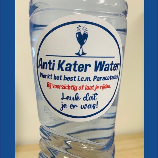 Anti Kater Water stickers: Bruiloft-trouwen- trouwbedankje- bruiloft bedankje- verjaardag bedankje- 50 jaar feest- verjaardag- 28 stickers voor waterfles