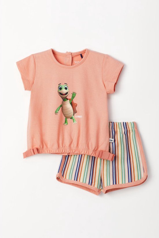 Woody pyjama meisjes - roze - schildpad - 231-3-BST-S/491 - maat 74