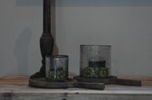 By Mooss - Set de lanternes en verre - H11 cm x Ø10 cm et H8 x Photophores cm - Lanternes en verre - Éclats de pierre - Verre bullé