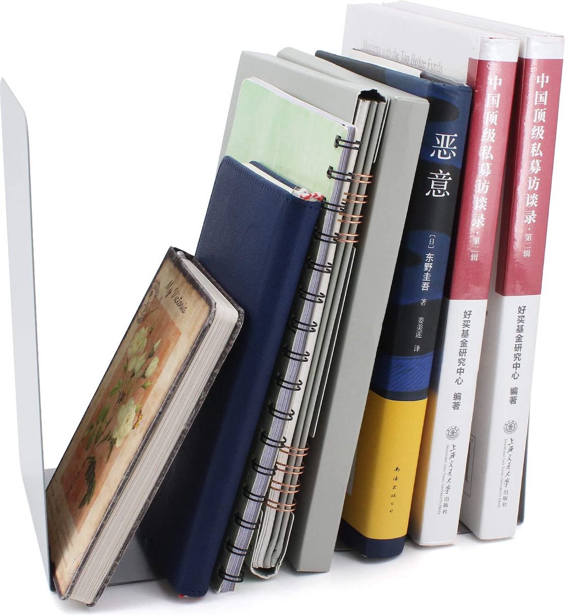 Idena 10843 Serre-Livres Métal Noir - Lot De 4 Supports De Livres 14x14x8,5 Cm