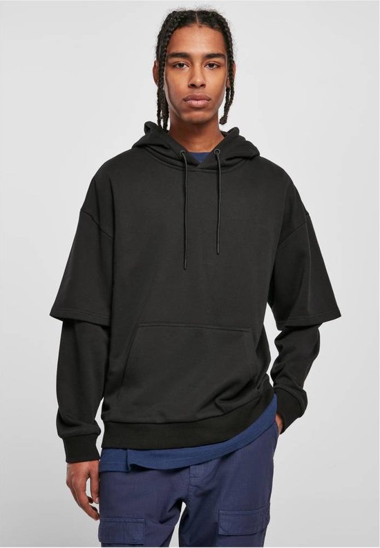 Urban Classics Hoodietrui L Oversized Doublesleeve Zwart 