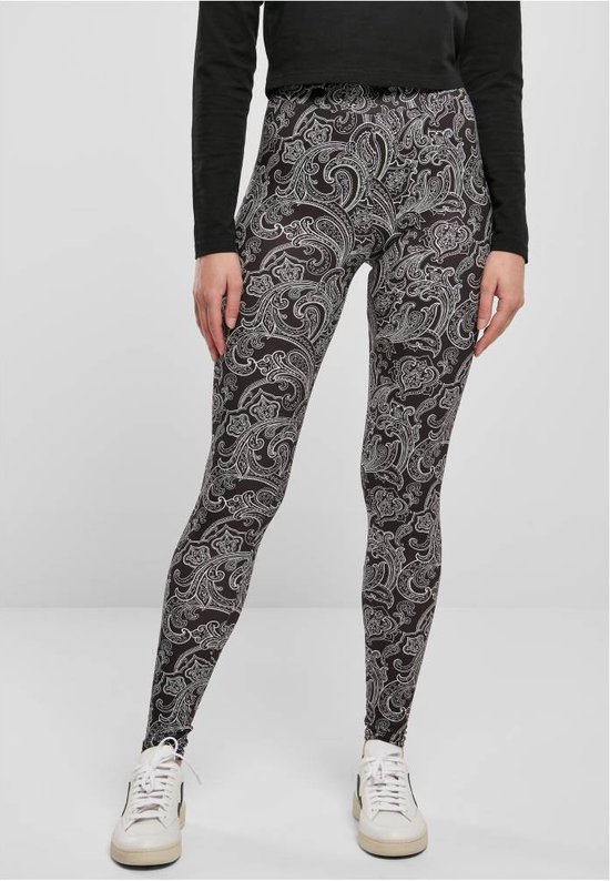 Urban Classics - Soft AOP blacknewpaisley Legging - L - Zwart