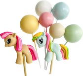 Luna Balunas Pony Taart Topper - Paard cake decoratie Verjaardag Versiering- Gekleurde ballonnen taarttopper