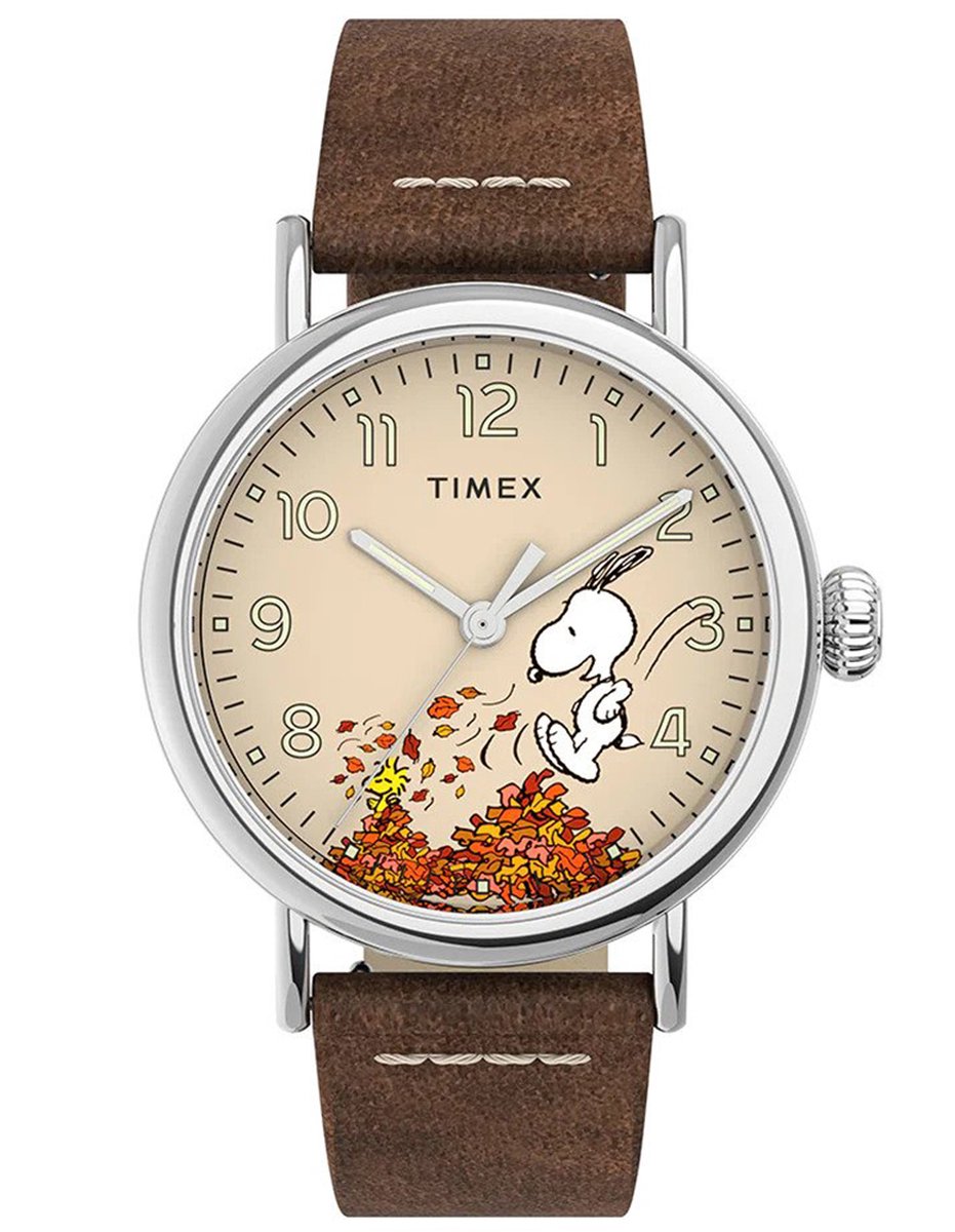 Timex Standard x Peanuts Fall TW2U86200 Horloge - Leer - Bruin - Ø 40 mm